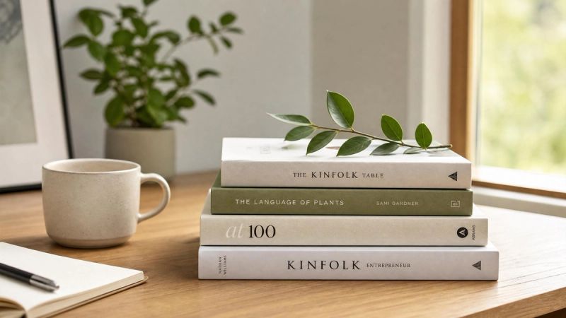 A small stack of books on a calm desk with soft natural light, representing related articles on loneliness and relationships