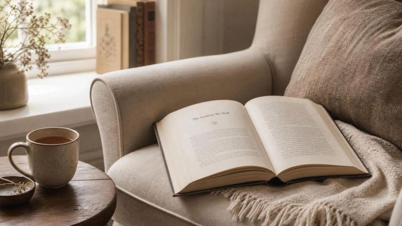 Open book with soft light, representing answers to frequently asked questions about body image