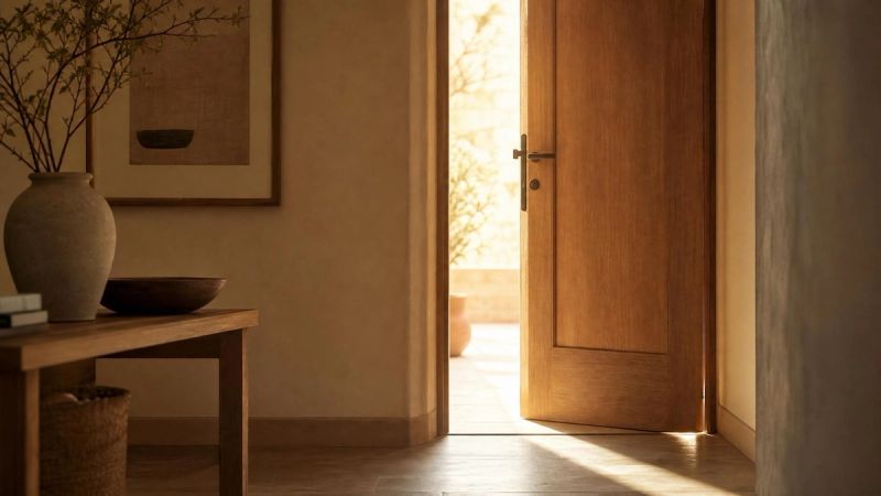 Open door with warm light streaming through, symbolising willingness to act despite uncertainty