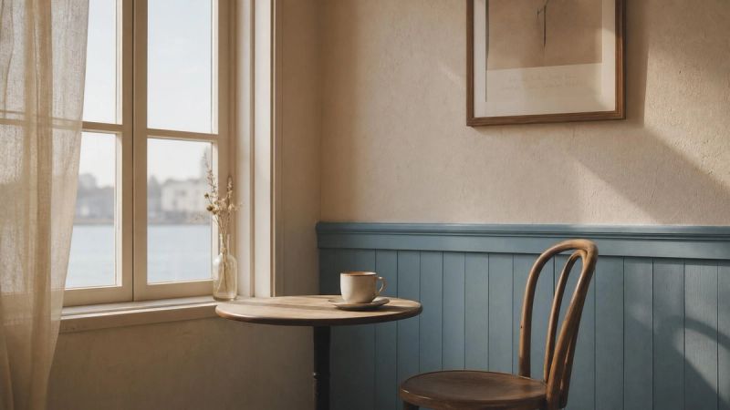 An empty chair at a quiet table by a window, representing the absence and longing of loneliness