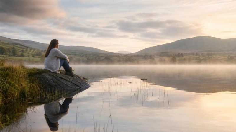 Reflection of a person in a calm lake, symbolising self-esteem and self-worth