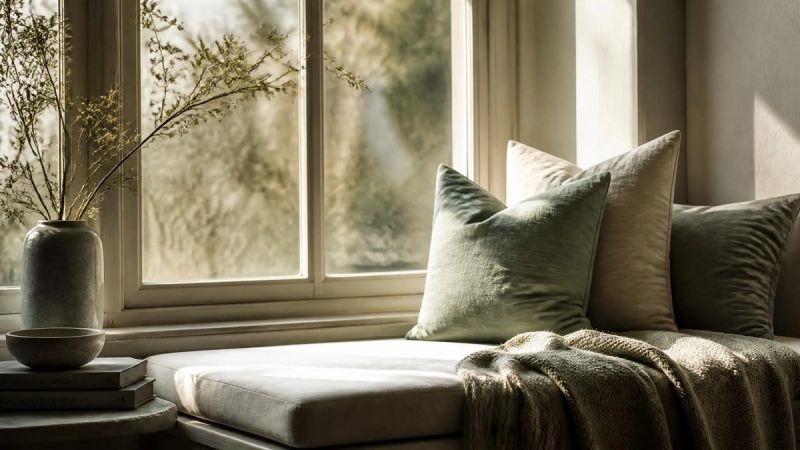 A quiet window seat with soft light, representing the grief that can hide beneath menopause irritability