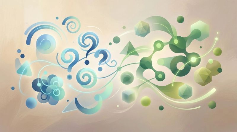 Abstract concept of questions and answers with soft geometric shapes