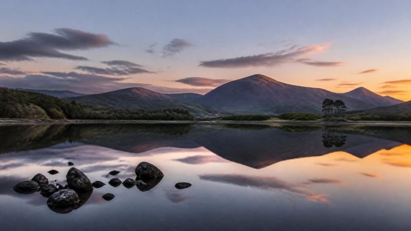A peaceful Irish lakeside at dusk, representing the many solutions for menopause sleep problems