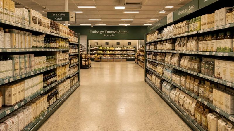 A near-empty Irish supermarket aisle with soft lighting, representing everyday situations that can feel overwhelming