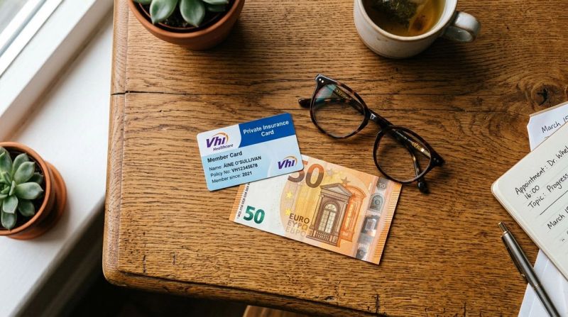 Insurance card and euro note, symbolising health insurance for therapy