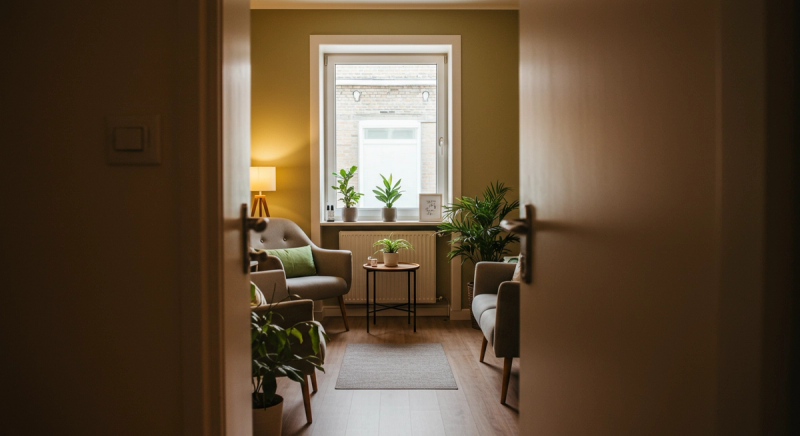 Warm inviting therapy room interior