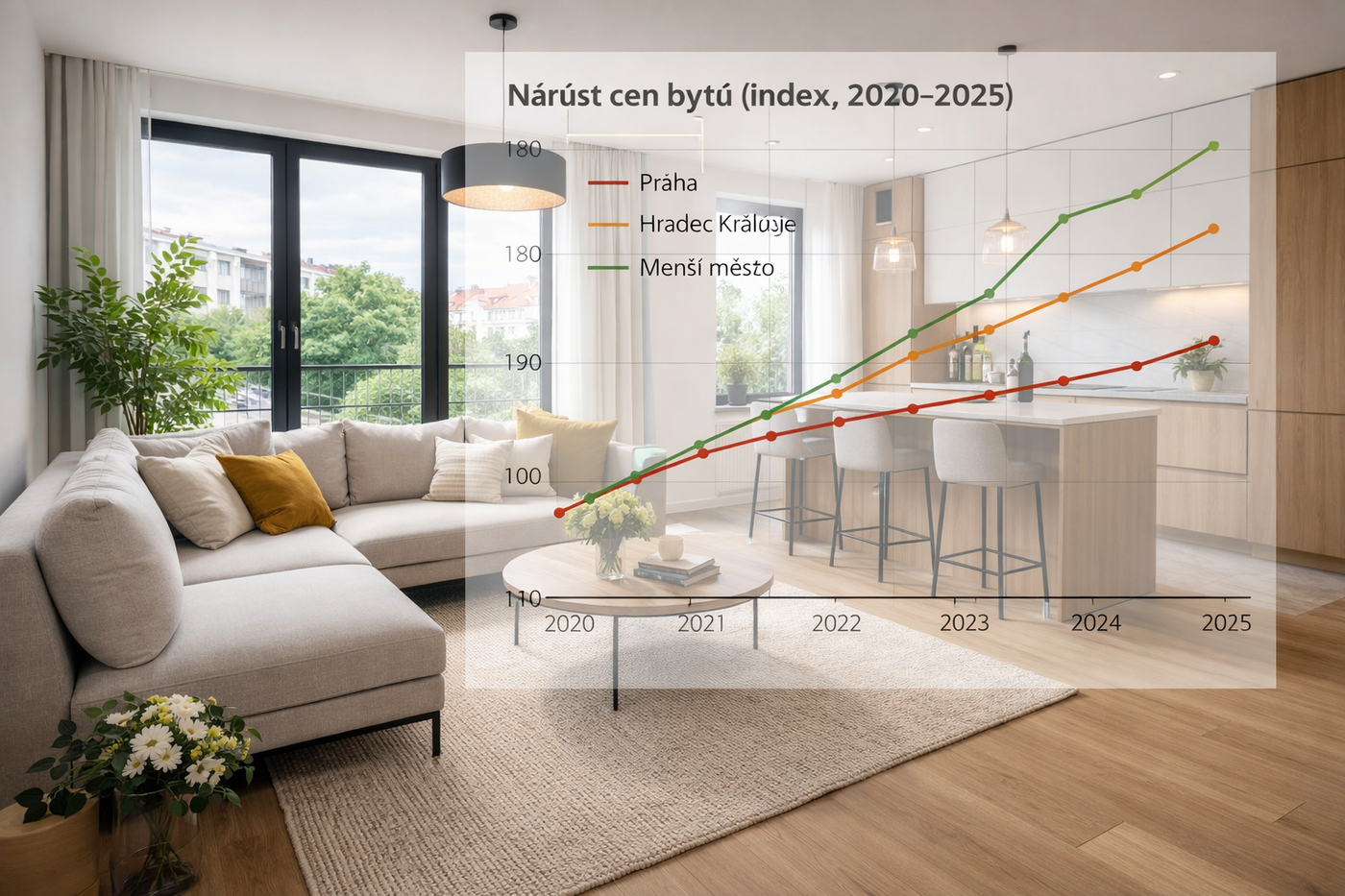 Vývoj cen bytů a domů v Česku za posledních pět let