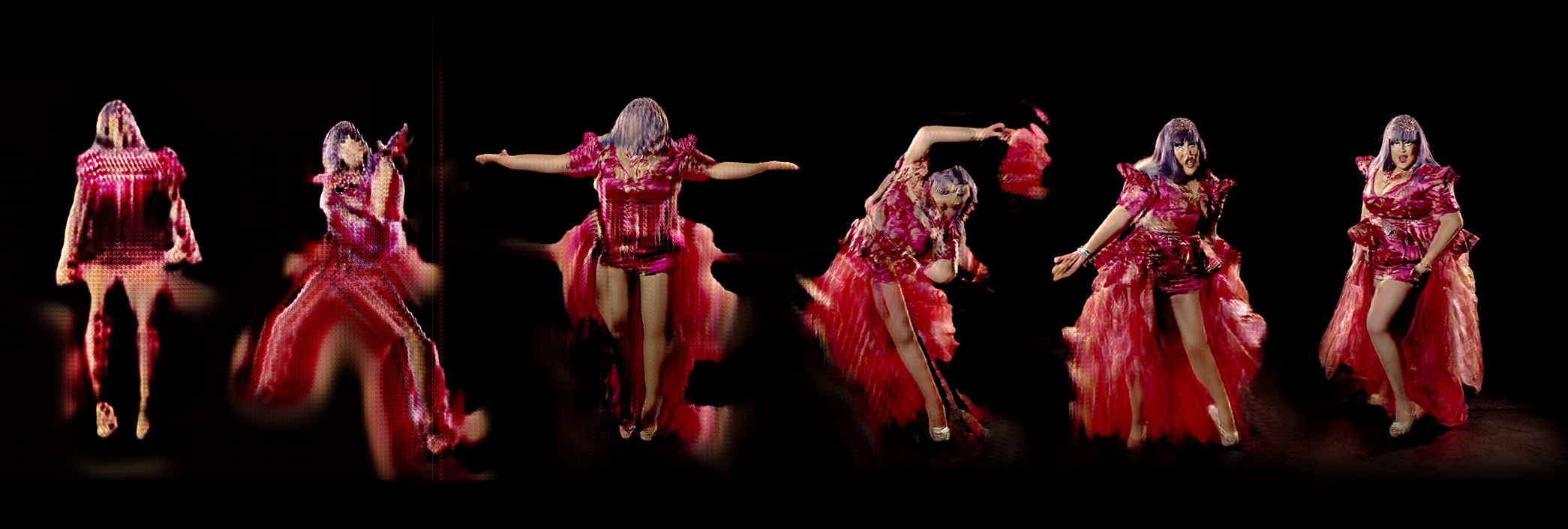 Jake Elwes, "The Zizi Show", 2020. Montage of a deepfake training on drag queen Lilly Snatchdragon. Courtesy of the Artist. © VG Bild-Kunst