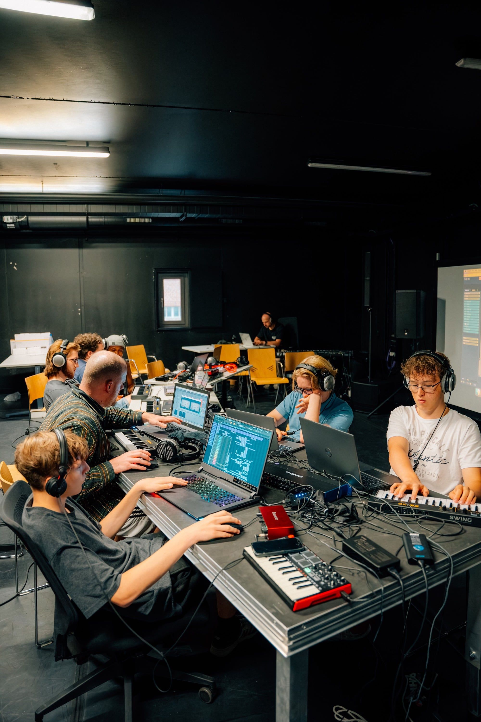 shows young people producing music