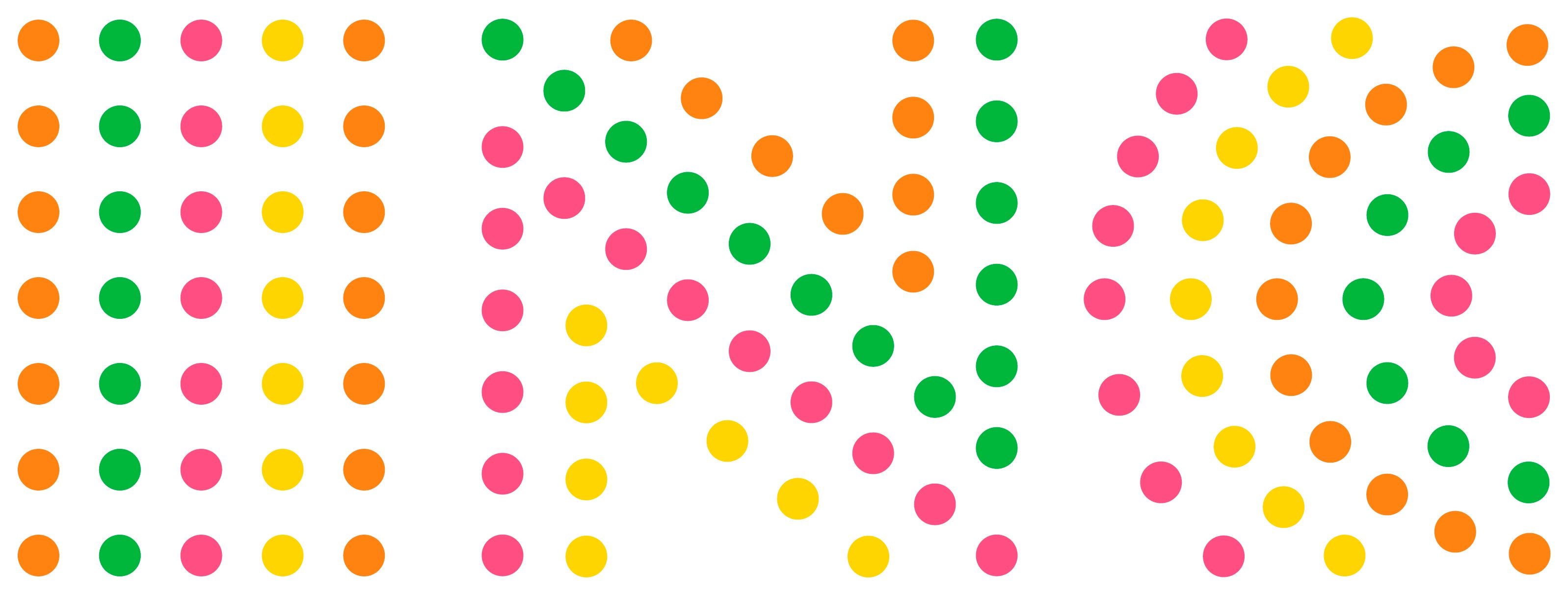 You can see the event poster for "In C". Colorful dots that represent "In C" in their arrangement.