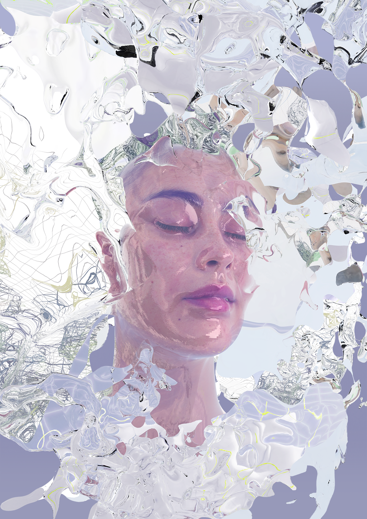 A person's face can be seen. The person's eyes are closed.