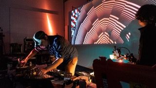 Dark room with lights