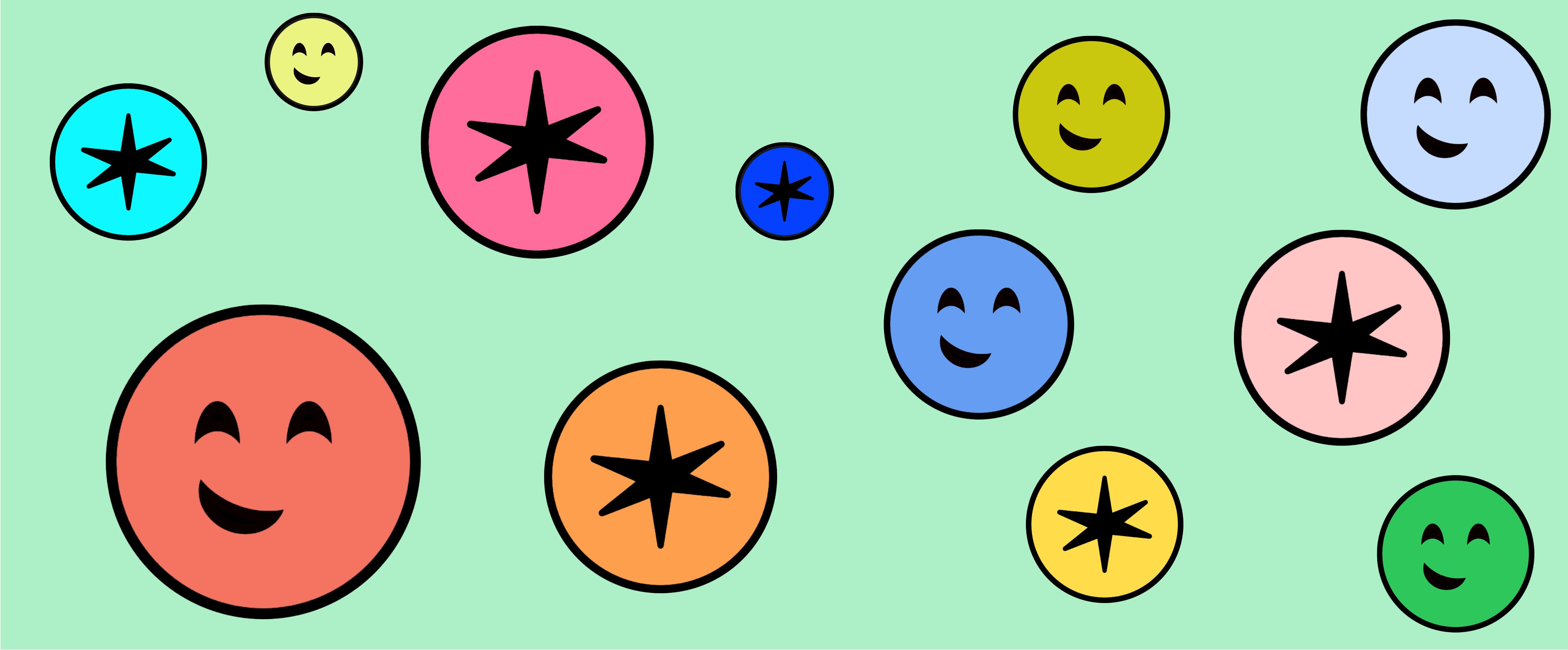 Colourful picture with smileys and stars