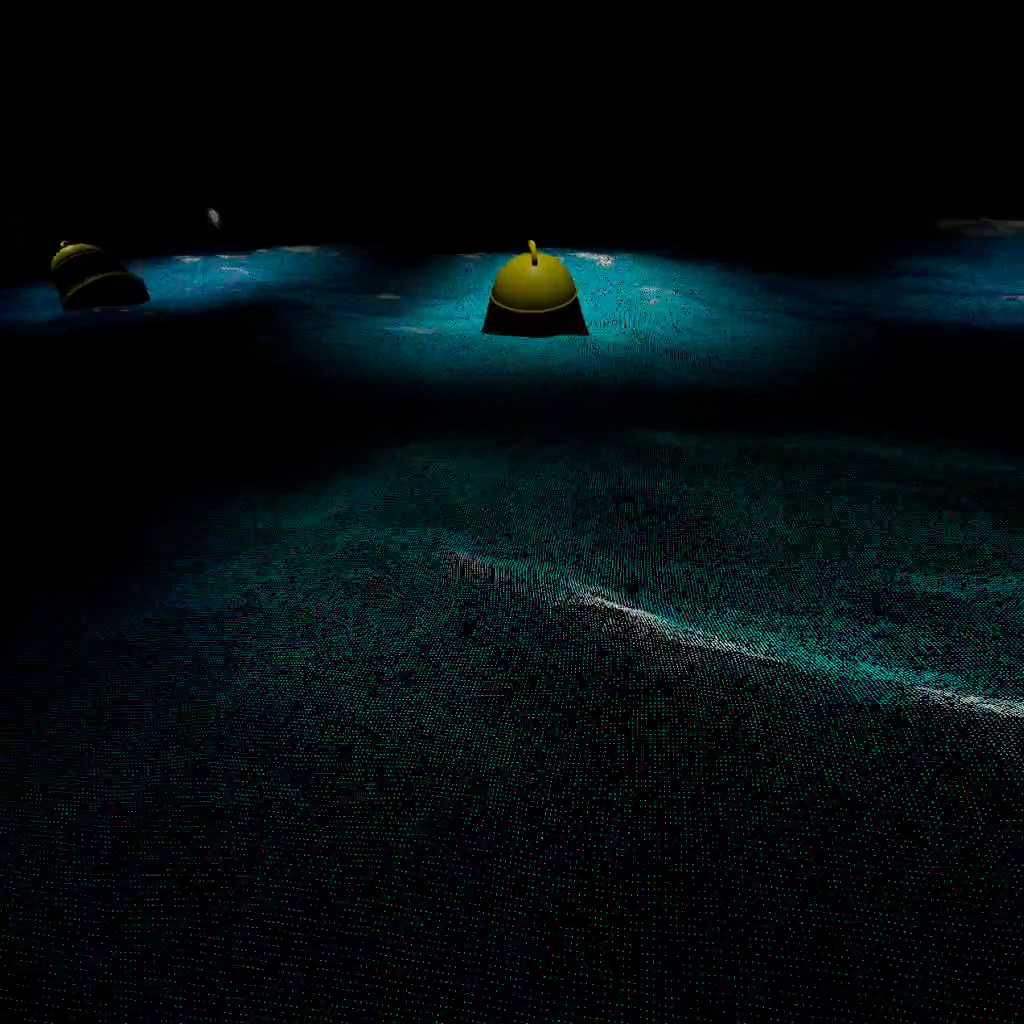 Digitally produced image of a waved surface with a buoy 