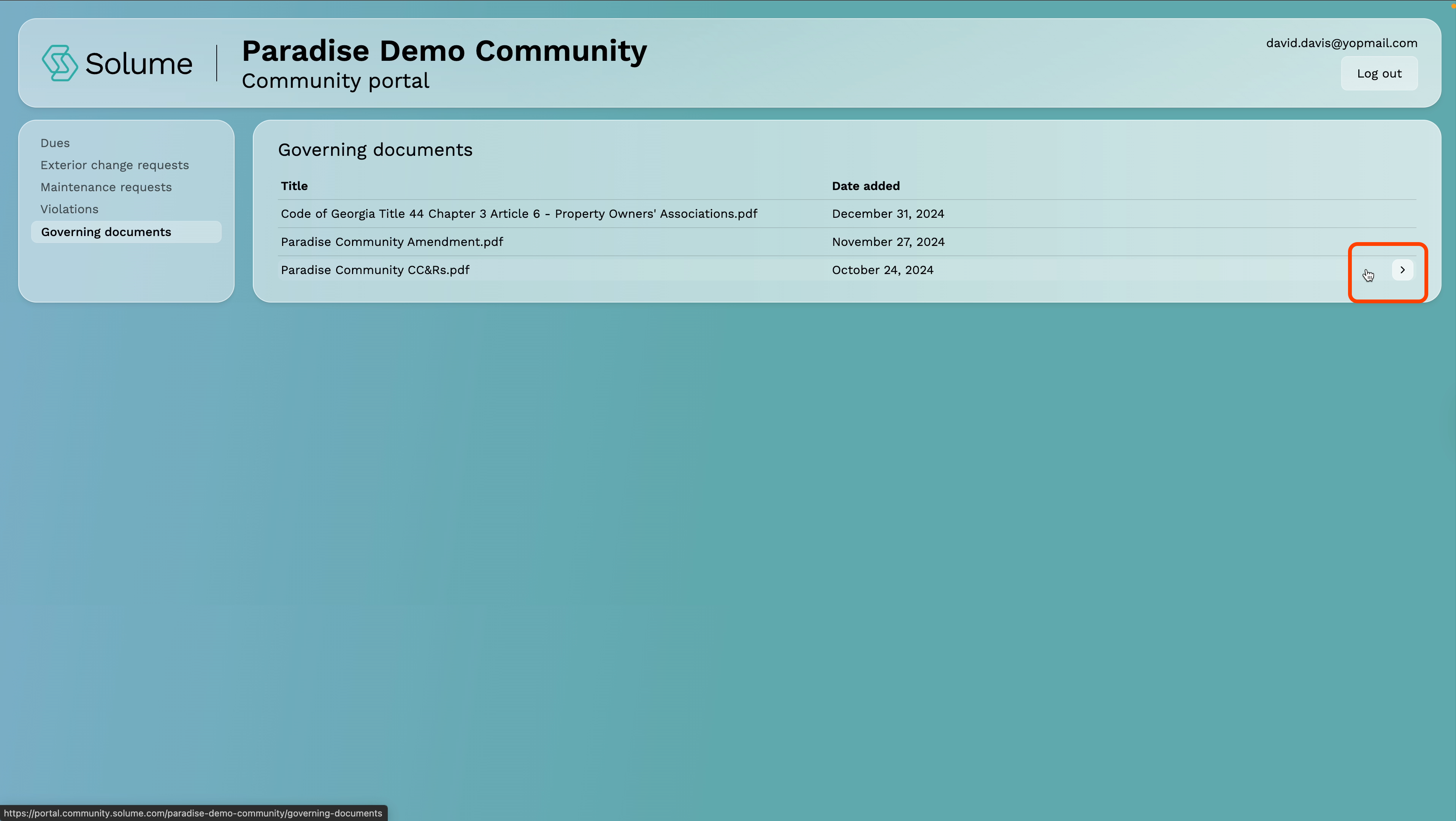 How to access your governing documents via the Solume home owner portal. 