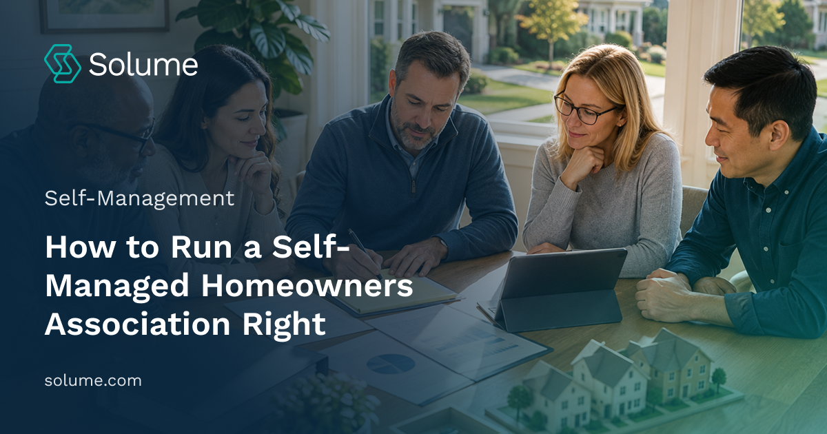 A diverse group of HOA board members and community volunteers meet around a conference table in a bright room, reviewing financial reports, planning documents, and a neighborhood model while collaborating on decisions for their homeowners association.