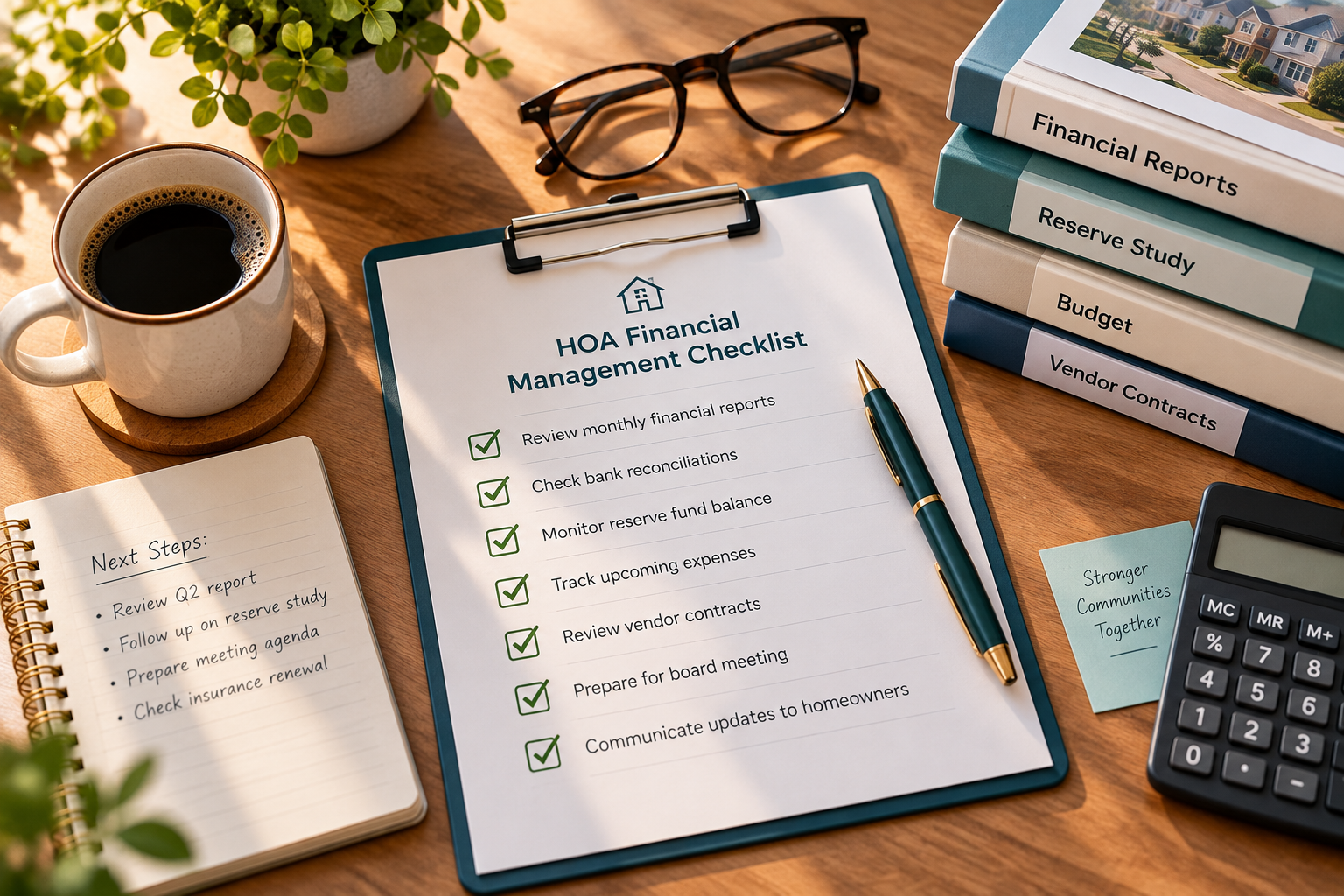 Simplify HOA financial management with a practical checklist that keeps reports, budgets, reserve funds, and community responsibilities organized.