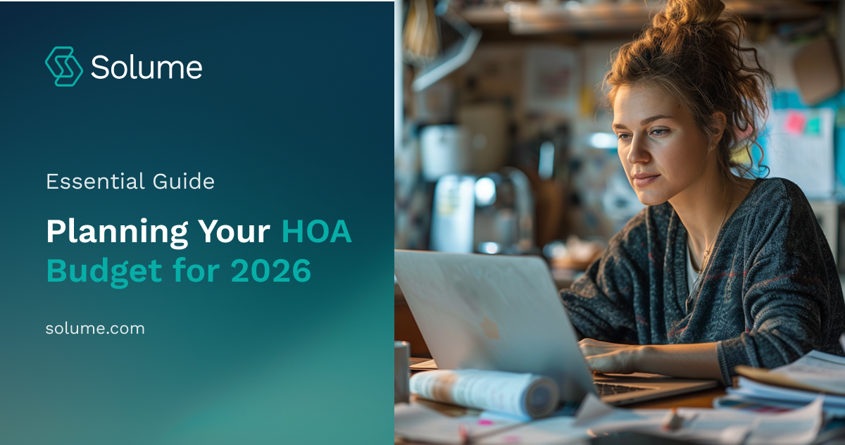 A woman reviewing the HOA Budget for 2026