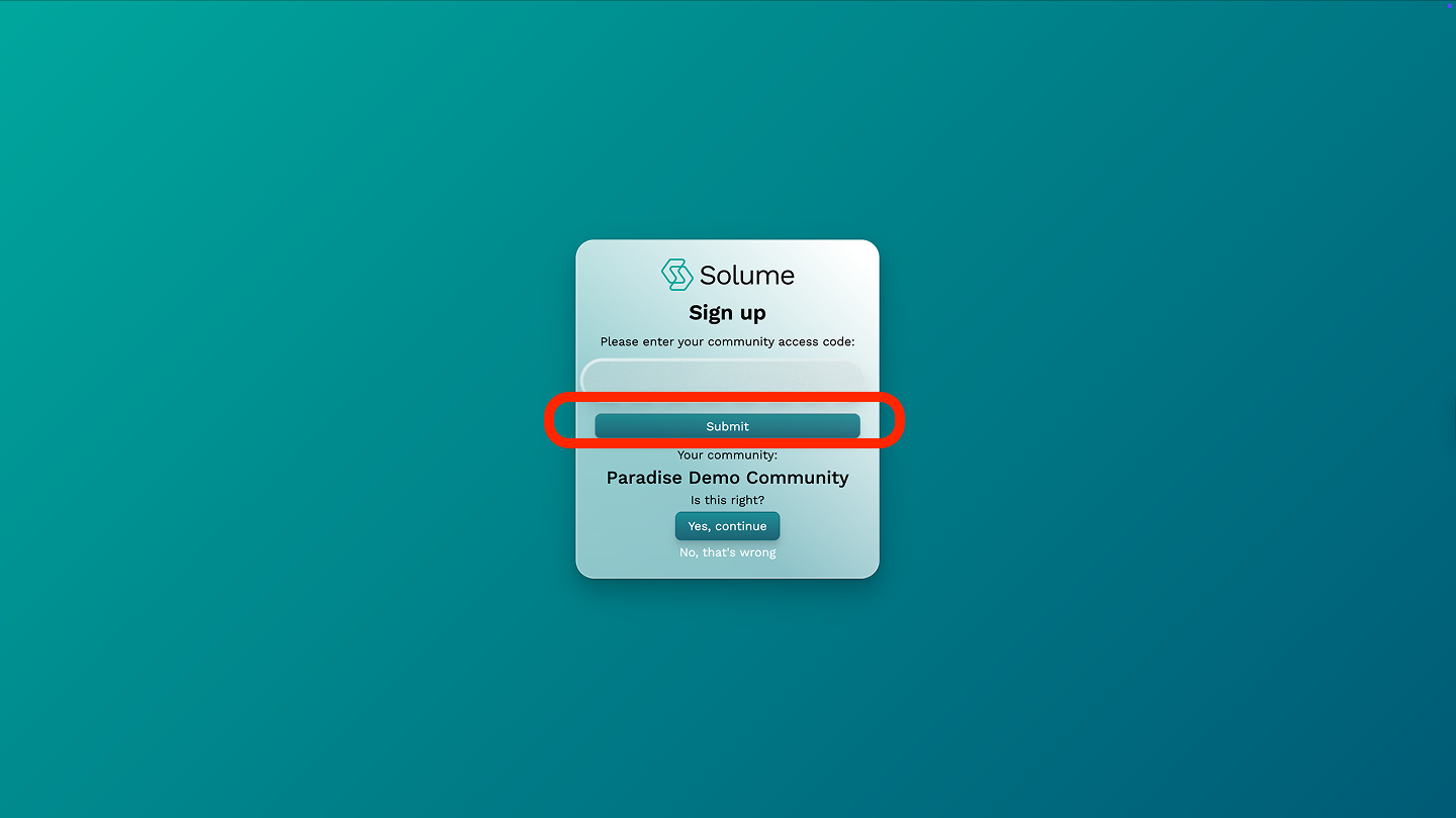 Screenshot of how to access your community's login