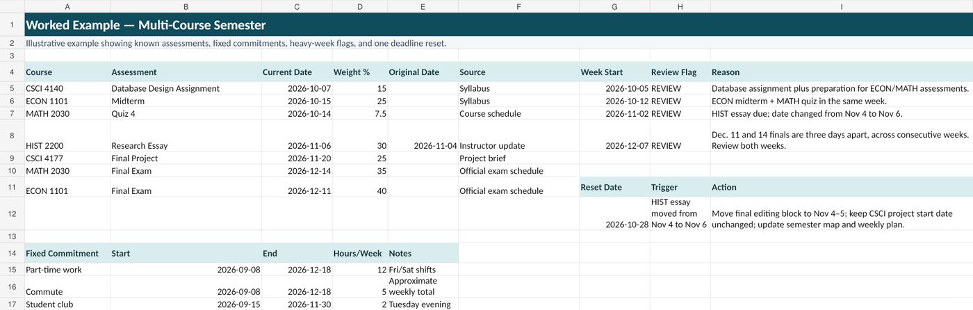 Preview of the Qumely College Semester Planner