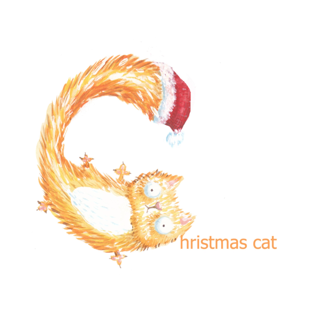 Purrfect Christmas cat card by Lisa B Draws