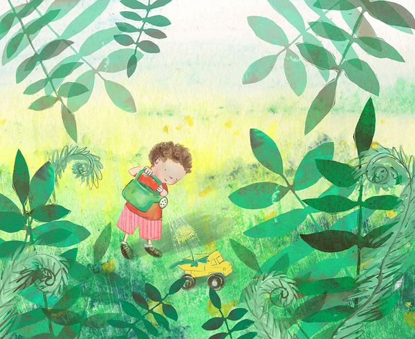 A child watering the garden