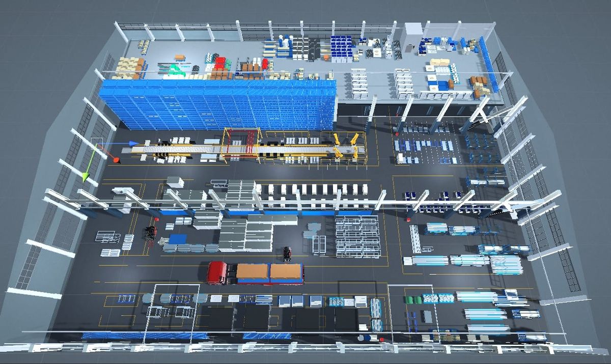 Factory layout model for the ten-machine automatic test line and AGV material flow