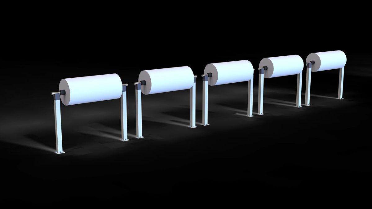 Heavy roll storage stands for coating-line material handling