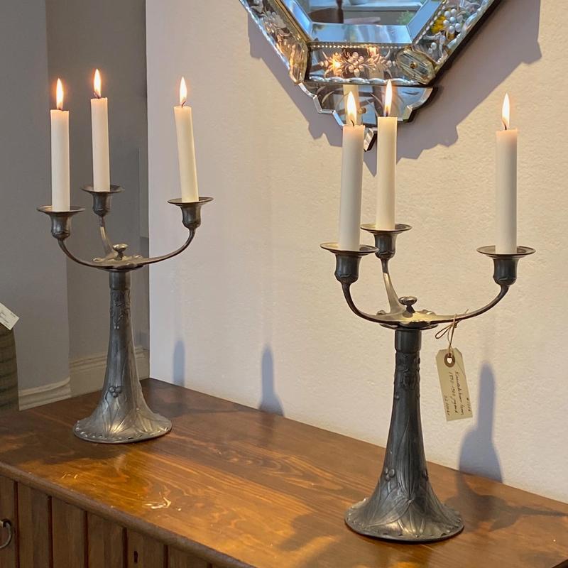 Pewter candelabras