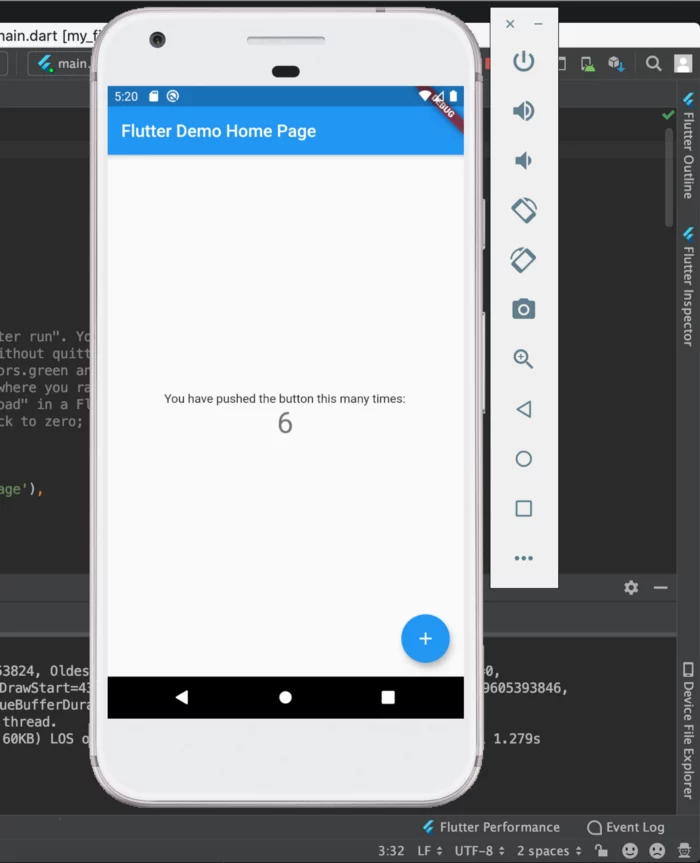 Flutter demo homepage - Step by step flutter tutorial