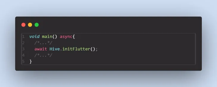 Initializing Hive in a Flutter Project