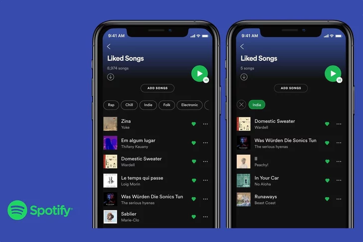 Spotify will let you filter your liked songs by mood and genre