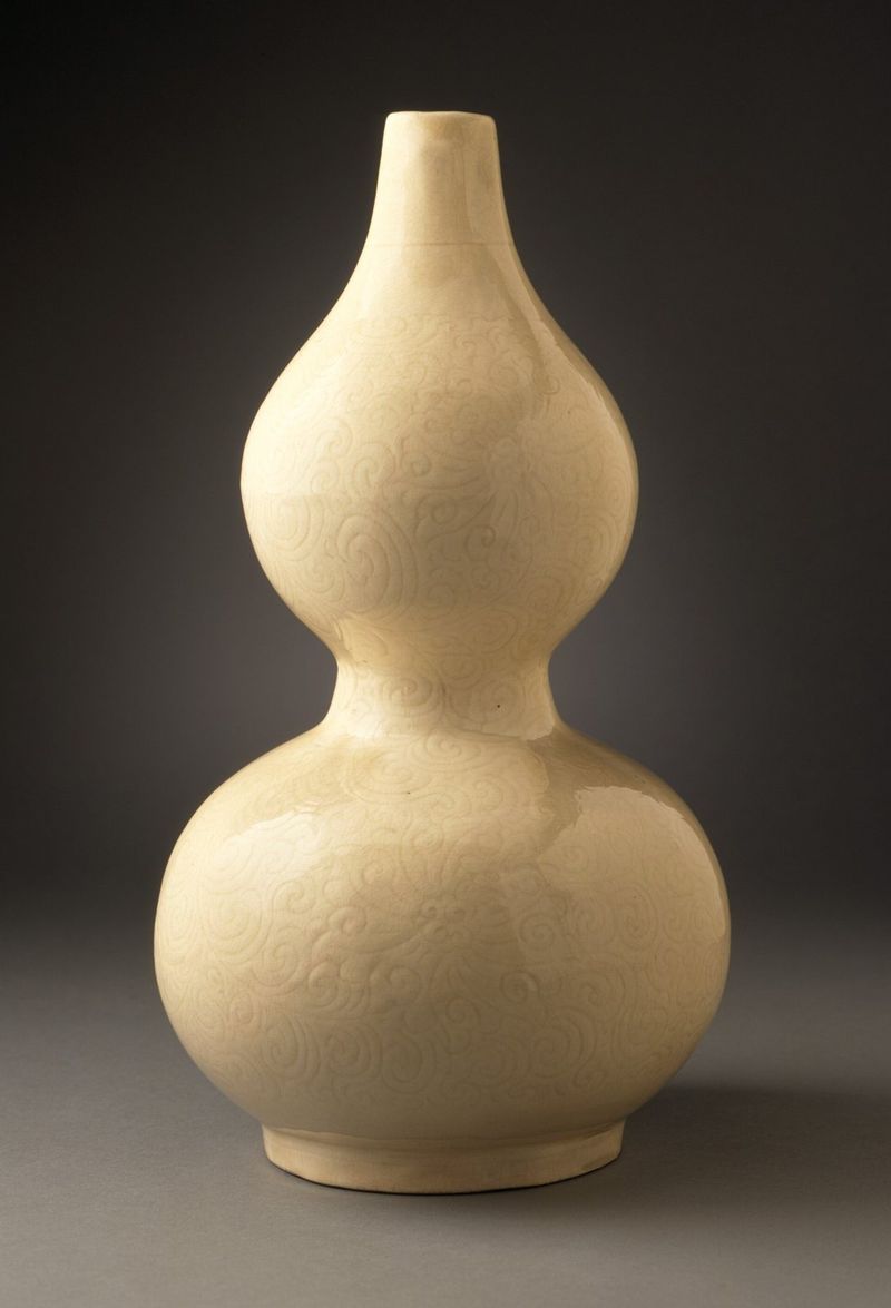 Vaso creme fosco em forma de cabaça