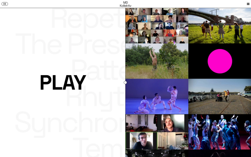Screenshot from the MD Kollektiv homepage with project thumbnails in a grid