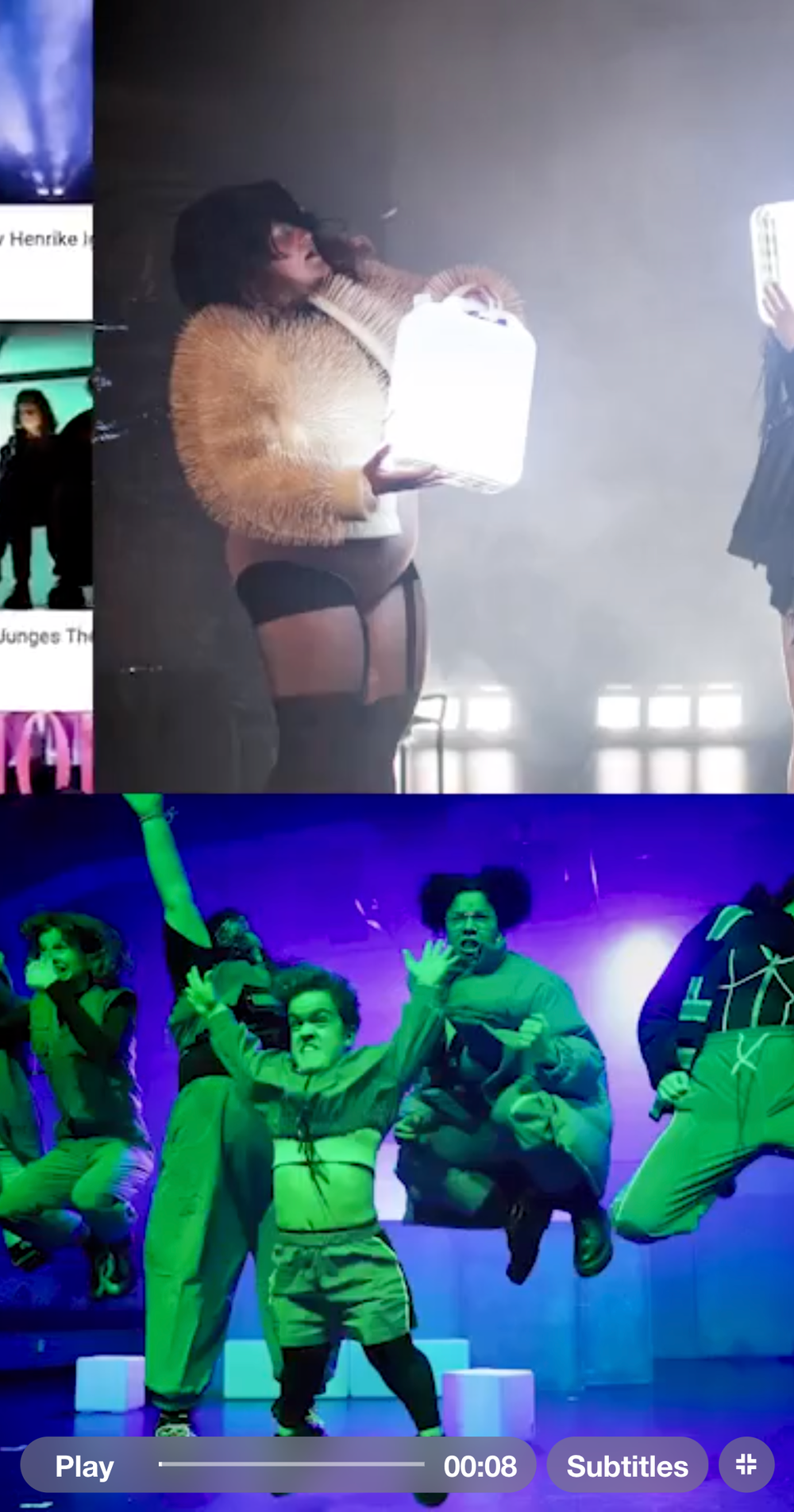 Screenshot from the Modes of Operation mobile website showing a video player with a collage a of images in the background