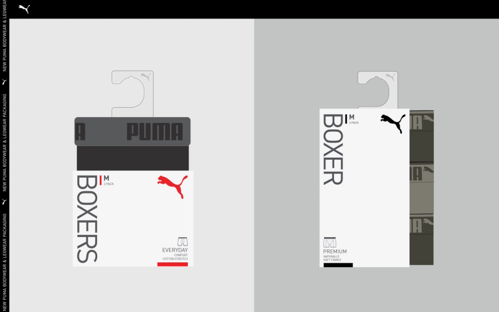 Screenshot of the Phase 2 Puma Bodywear Website showing two Boxer packages next to each other