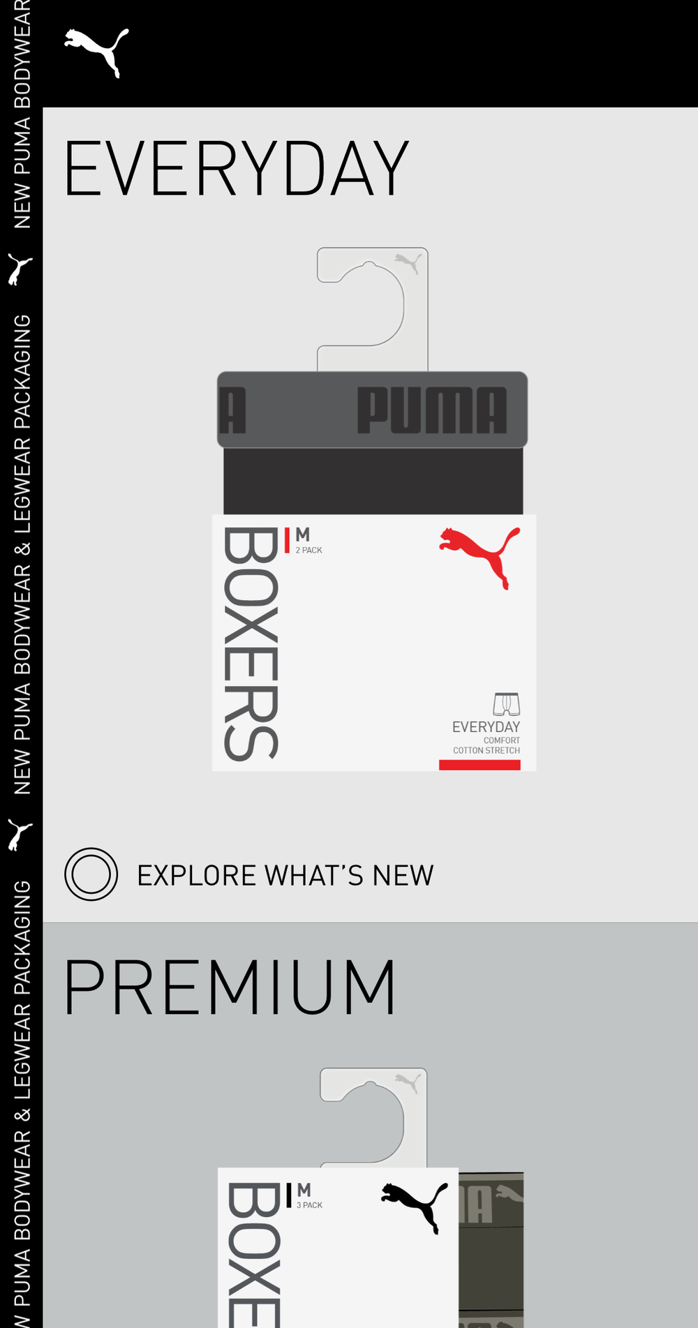 Screenshot of the Phase 2 Puma Bodywear mobile Website showing two packs of boxers