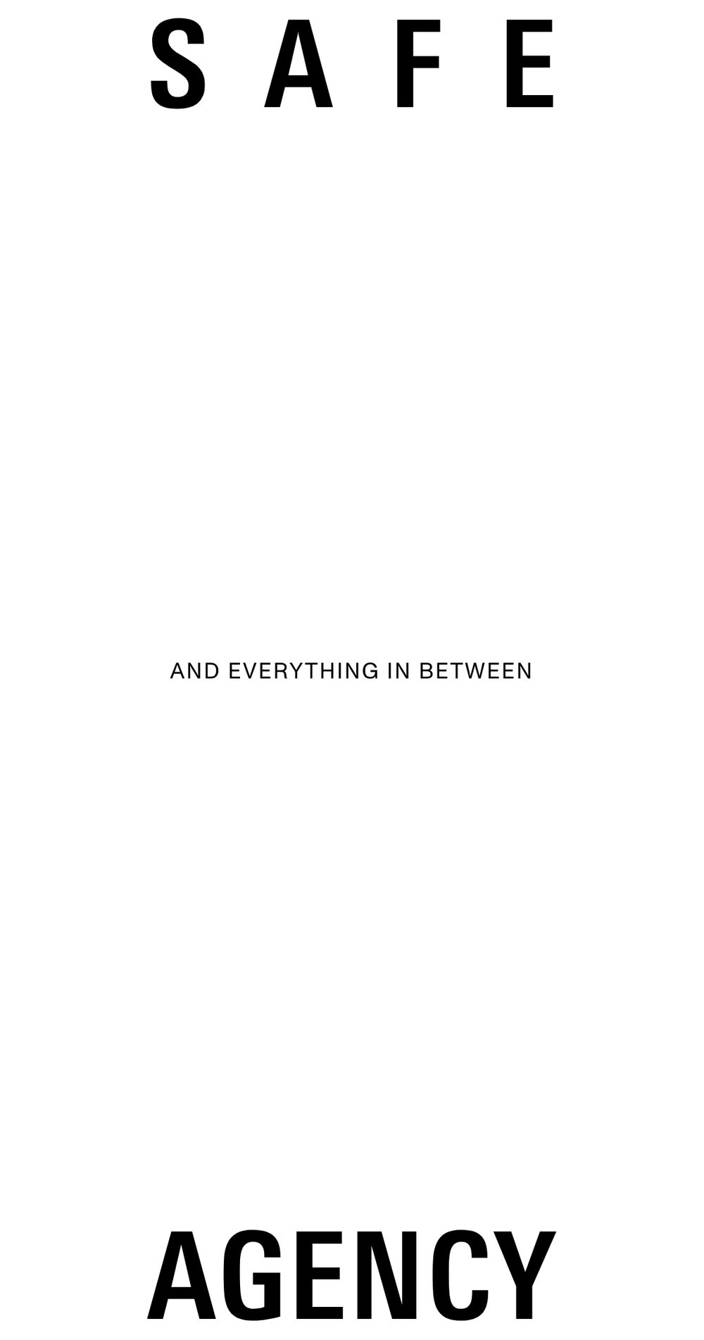 Screenshot of the Safe Agency mobile website showing the Safe Agency logo headline