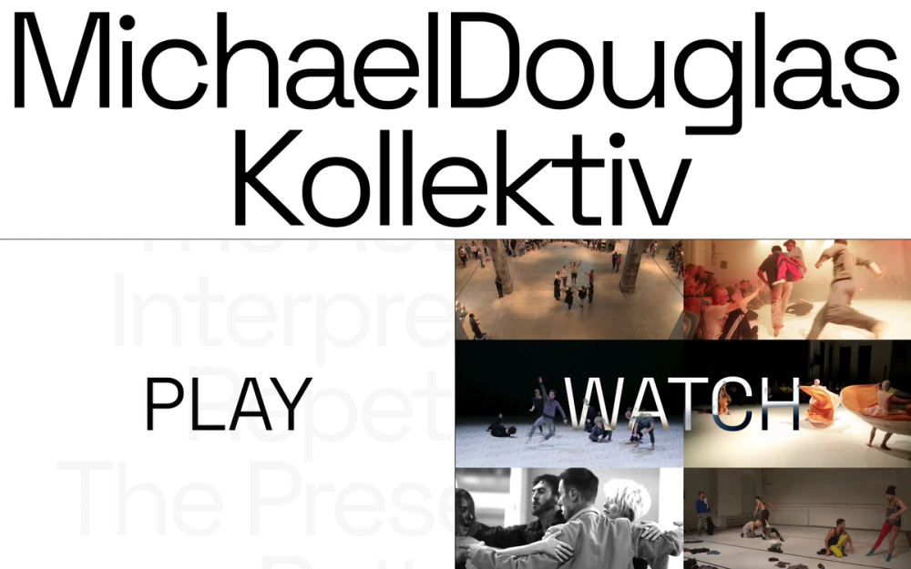 Screenshot from the MD Kollektiv homepage with a large logo headline and two sections titled “Play” and “Watch”