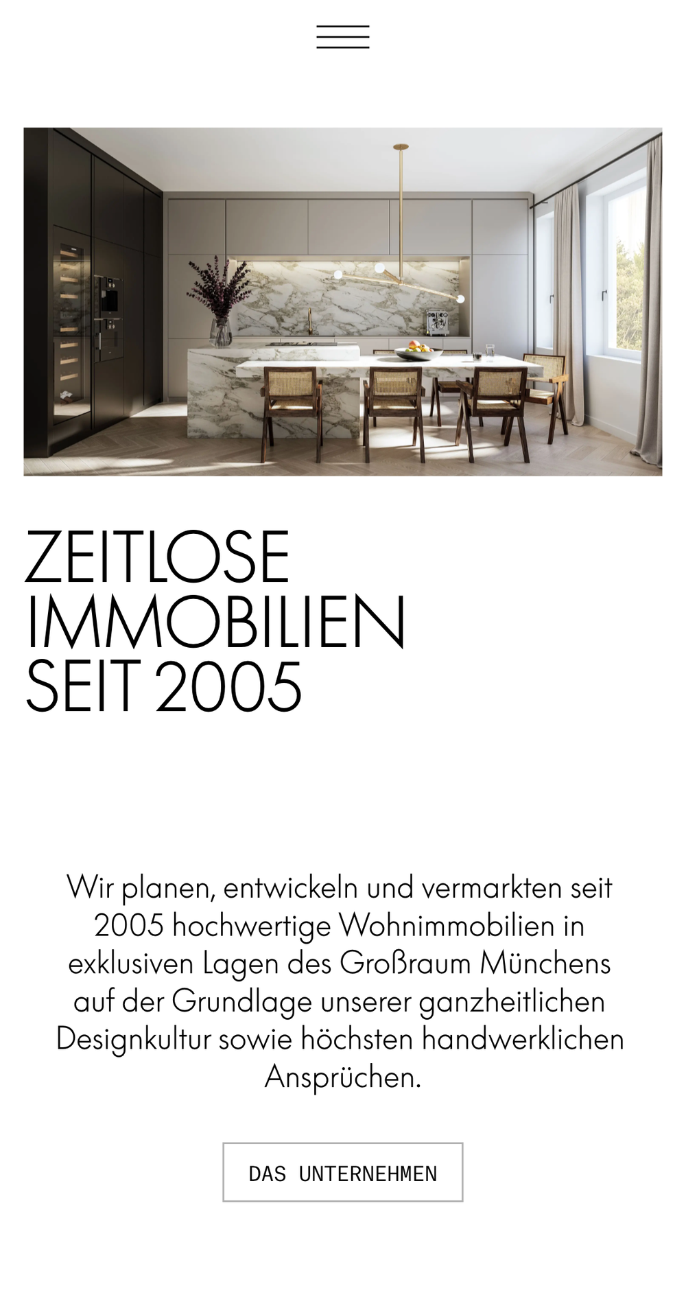 Screenshot from the O&B Living website showing the homepage