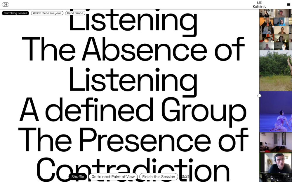 Screenshot from the MD Kollektiv “Play” section with a list of words