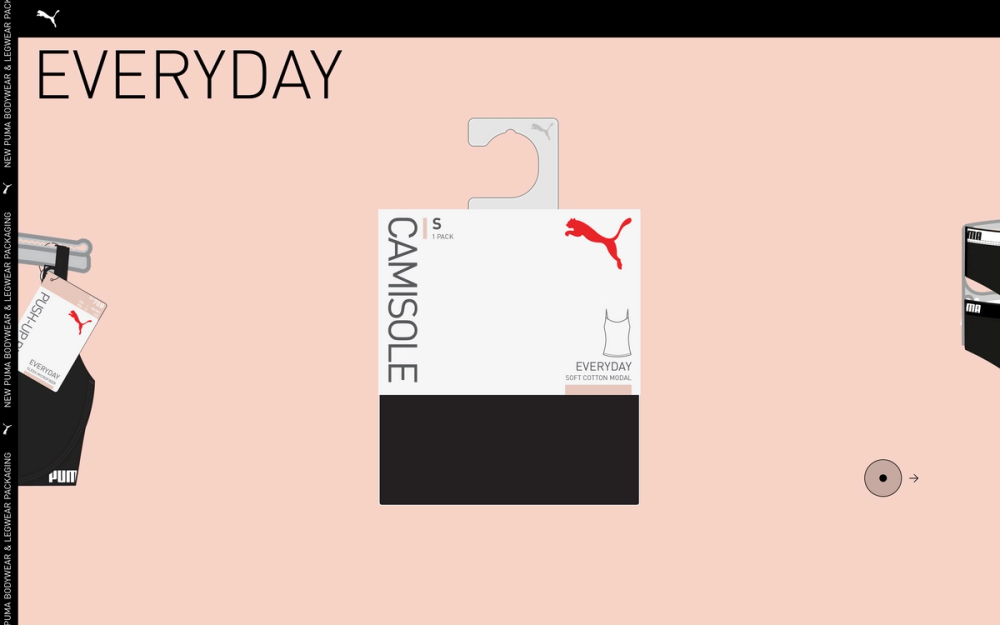 Screenshot of the Phase 2 Puma Bodywear Website showing a slideshow with different bodywear products