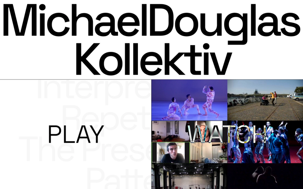Screenshot from the MD Kollektiv homepage with a large logo headline and two sections titled “Play” and “Watch”