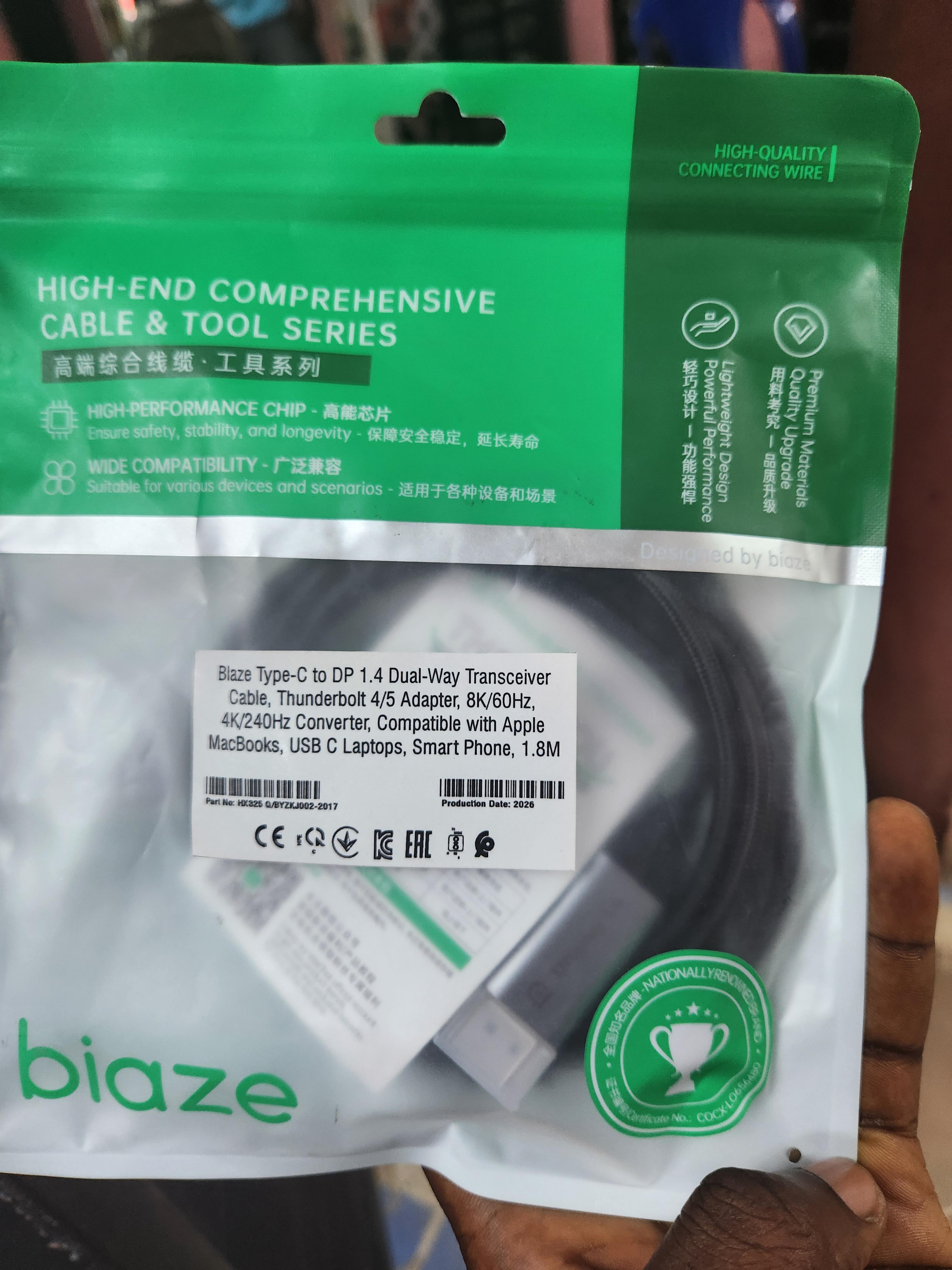 Blaze Type-C to DisplayPort 1.4 Dual-Way Transceiver Cable 
