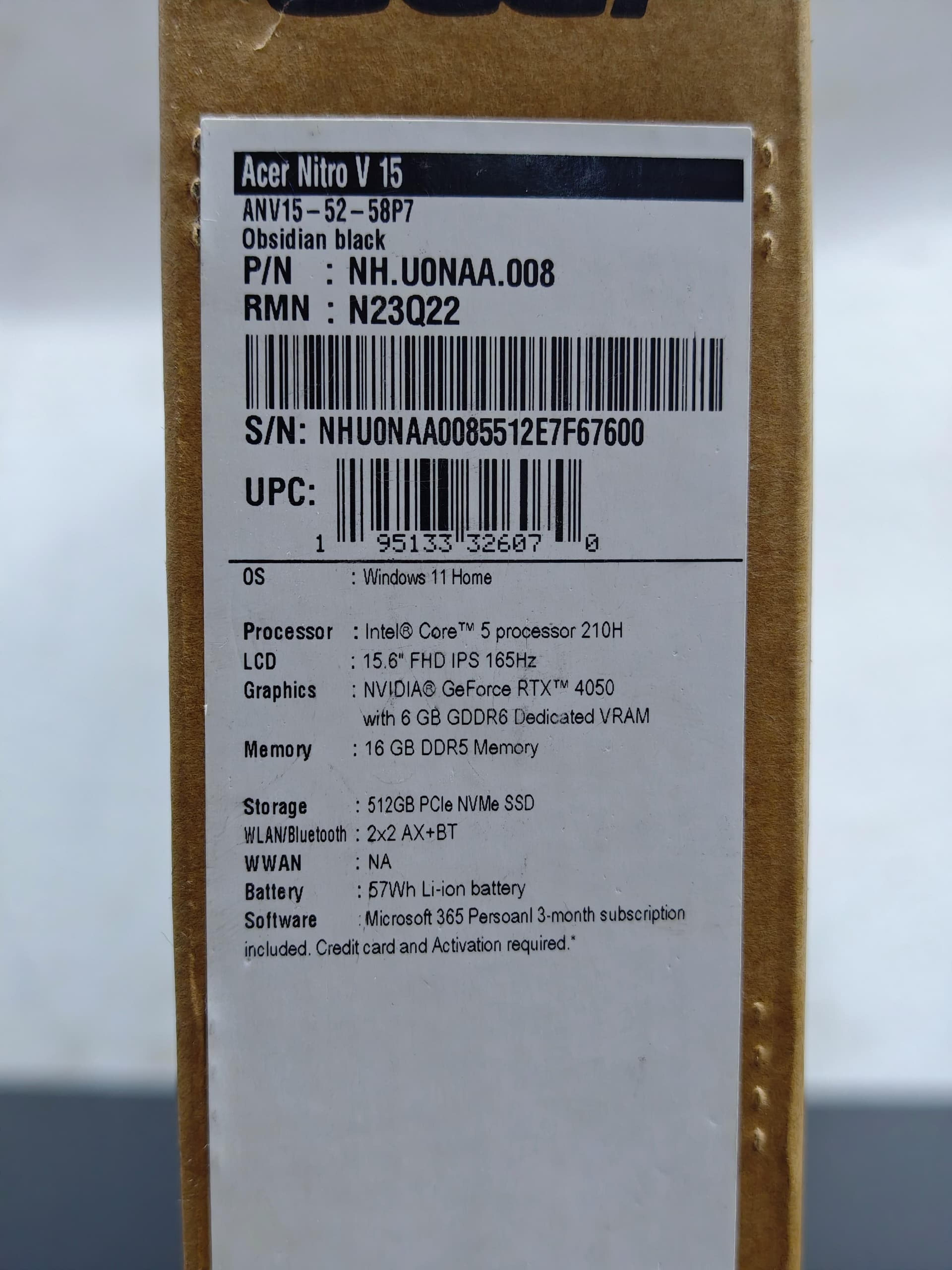 Brand New ACER NITRO V ANV15-52-58P7 - view 3