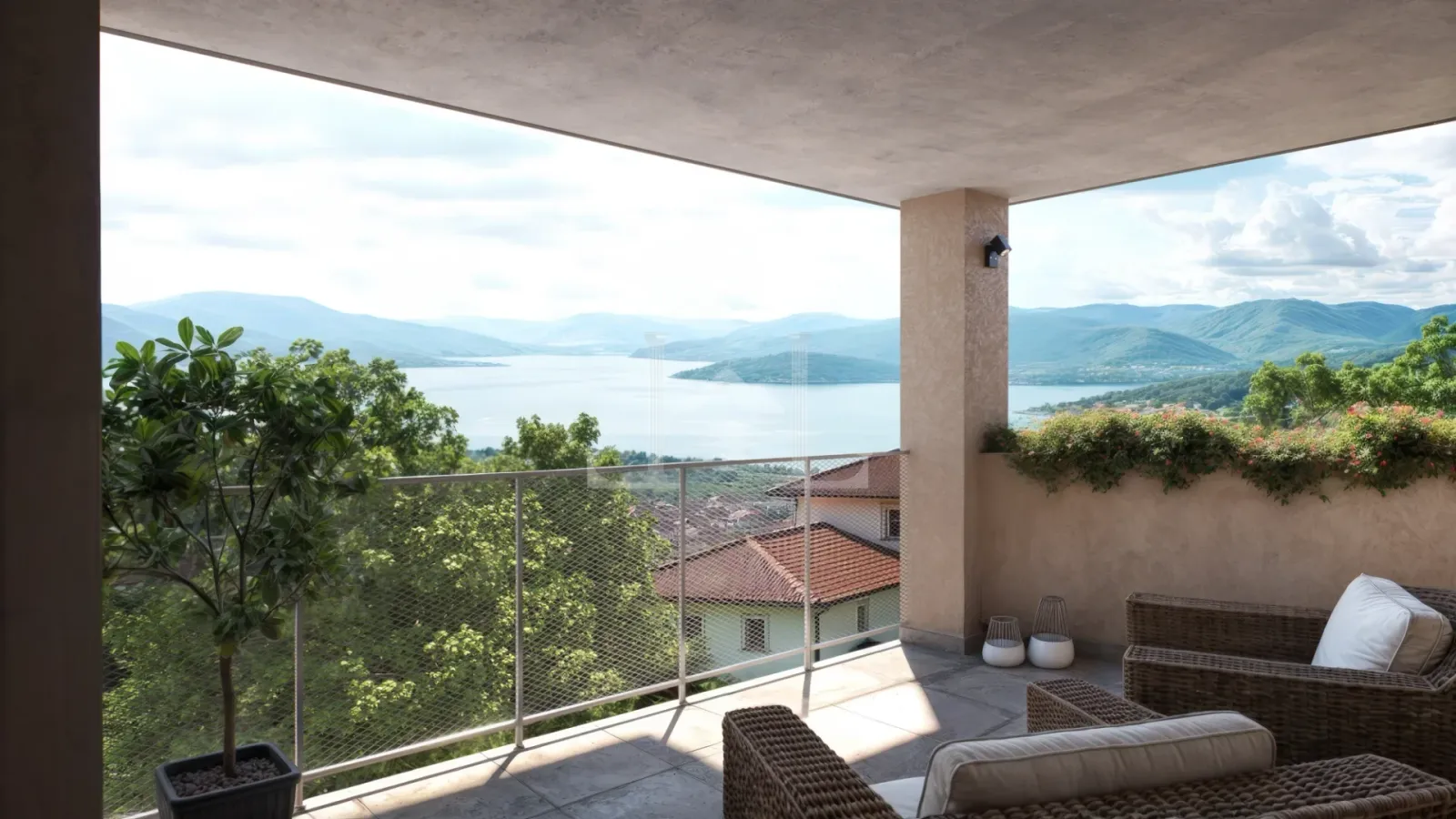 Lake-View Penthouse for Sale in Meina, in a Residence with Pool and Wellness Area