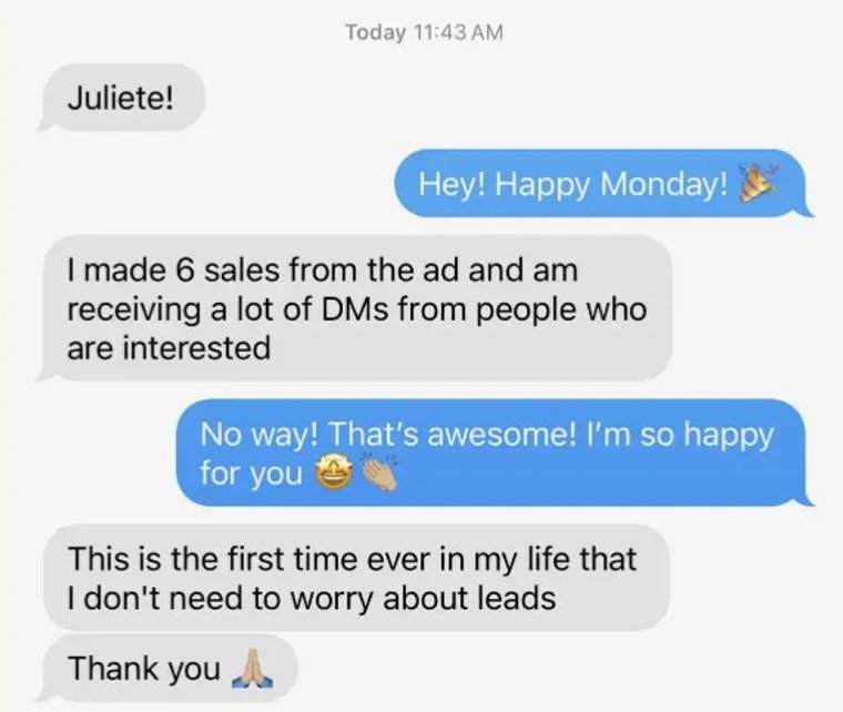 6 sales from one ad