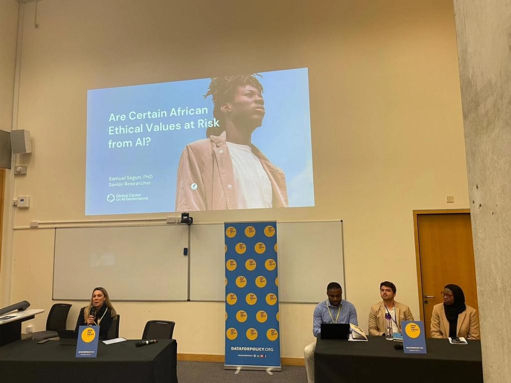Dr Rachel Adams, Dr Samuel Segun and others presenting at the Data for Policy Conference 2024