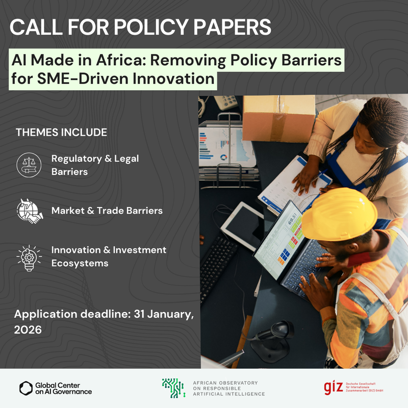 Cover image for CLOSED-Call for Policy Papers- AI Made in Africa: Removing Policy Barriers for SME-Driven Innovation
